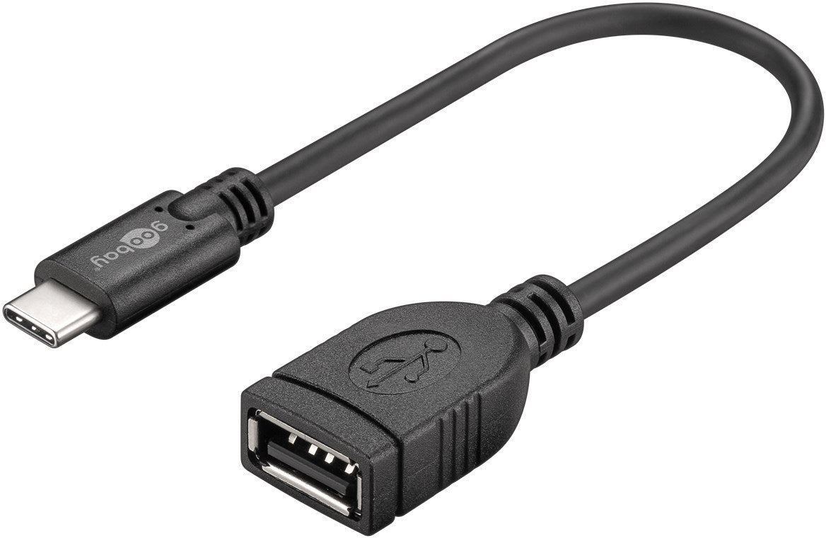USB-C™-auf-USB-A-Kabel, 0,2 m, schwarz