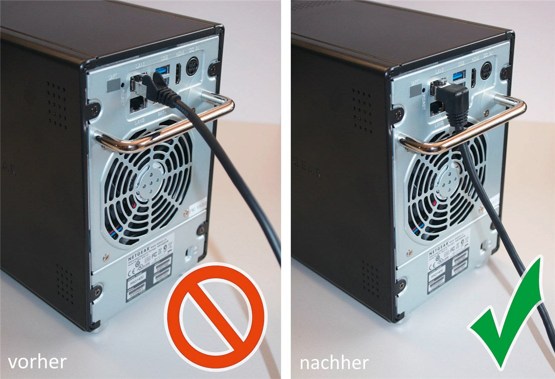 CAT 5e Patchkabel 2x 90° gewinkelt, U/UTP, weiß