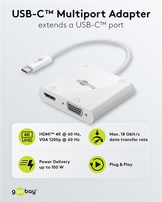 USB-C™ Multiport-Adapter auf HDMI™, VGA, Power Delivery, 100 W