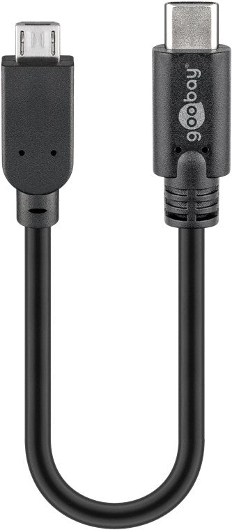 USB 2.0 kablosu USB-C™'den Micro-B'ye, 0,2 m, siyah