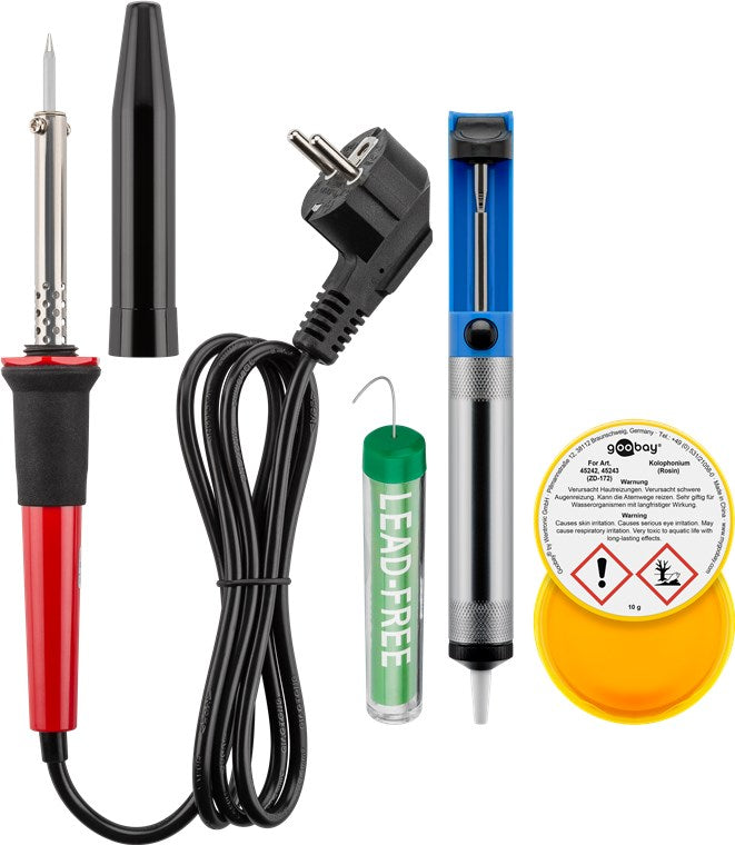 Soldering set and tool set in a practical bag, 20 pieces.
