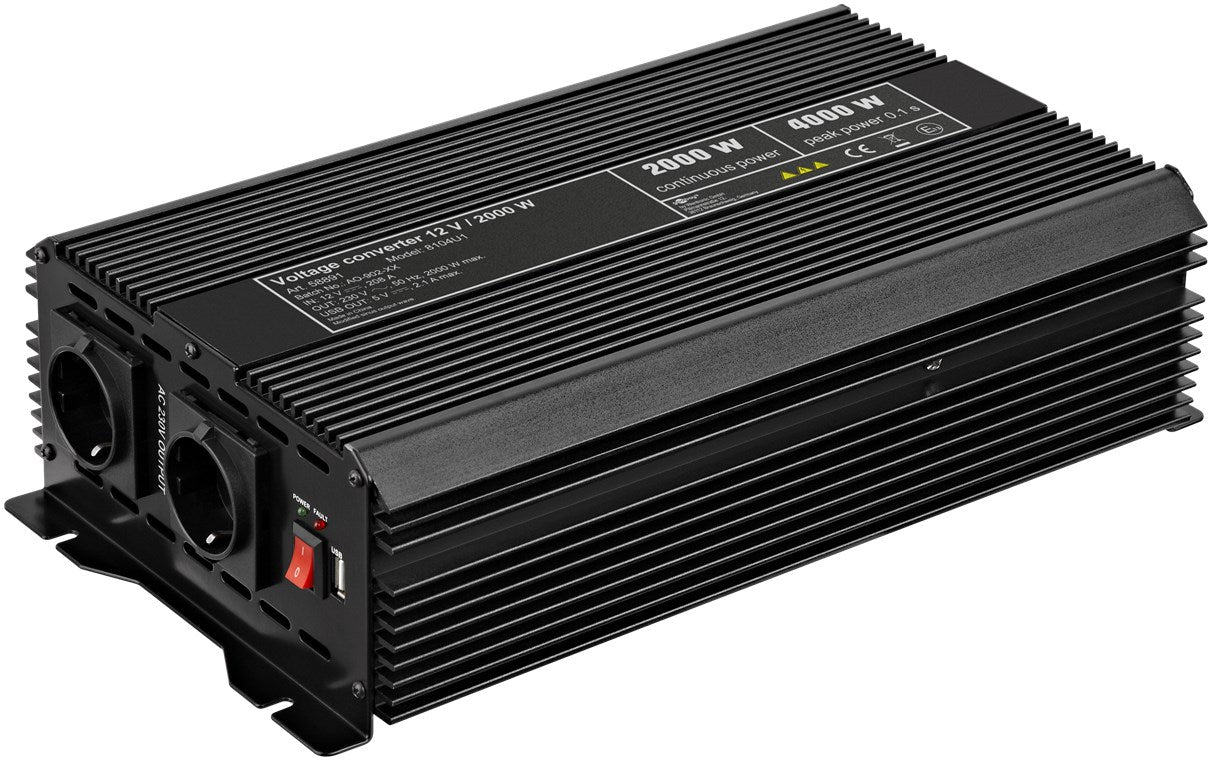 Kfz-Spannungswandler DC/AC (12 V - 230 V/2000 W) USB