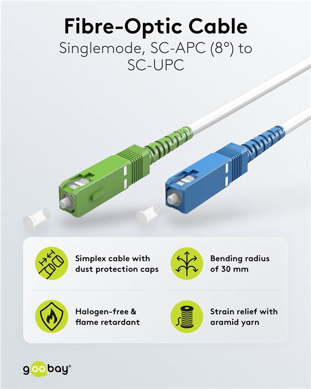 Fiber optic cable (FTTH), Singlemode (OS2) White, (Simplex), 25 m