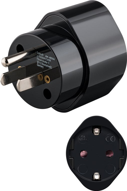 Reiseadapter Europa auf USA/Japan, schwarz