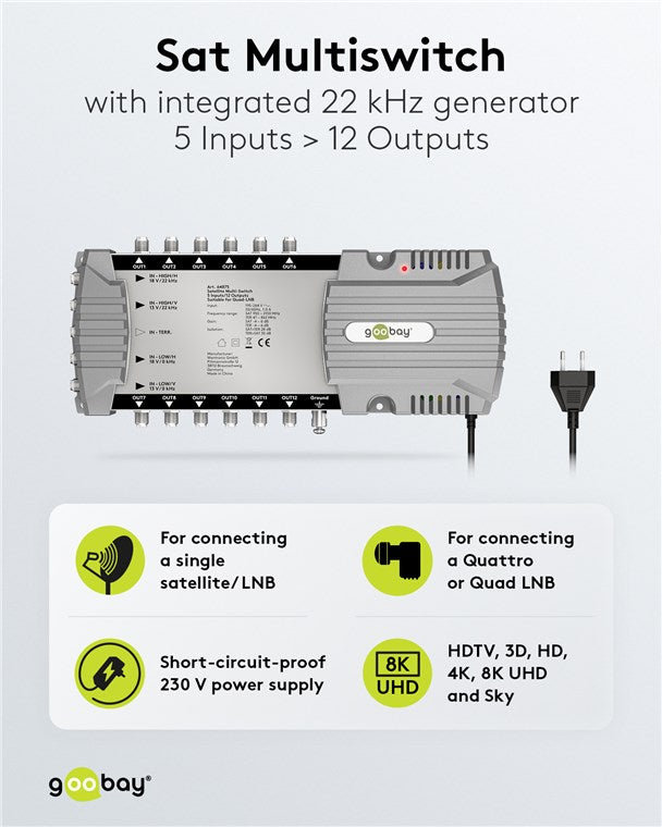 Satellite multiswitch 5 inputs/12 outputs