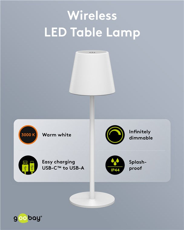 Kabellose LED-Tischleuchte, Größe M, 37 cm, weiß