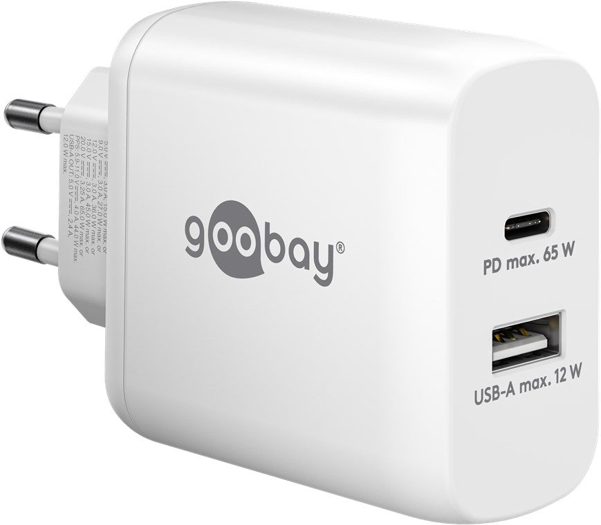 USB-C™ PD GaN Dual-Schnellladegerät (65 W) weiß