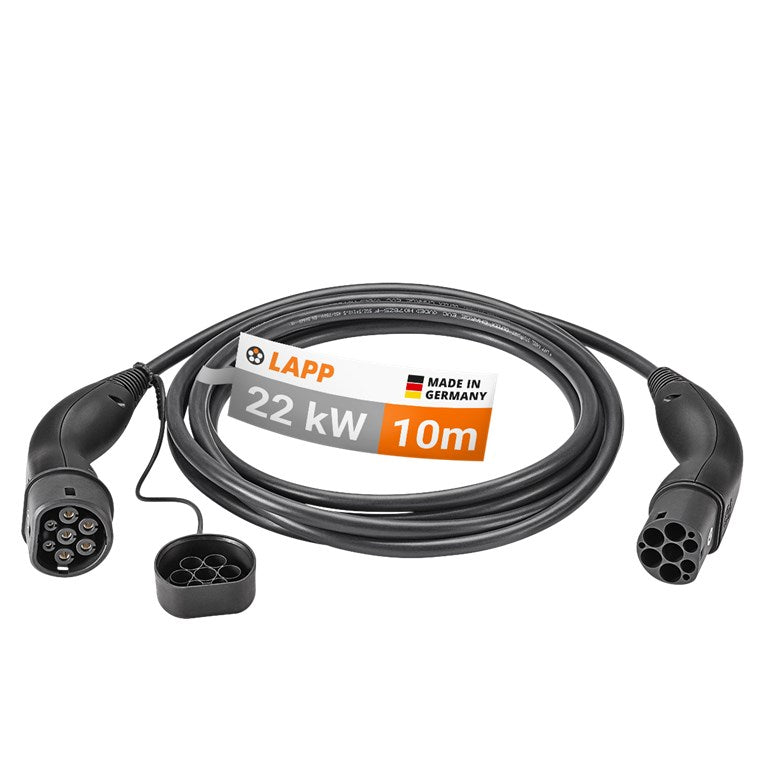 Type 2 charging cable, up to 22 kW, 10 m, black