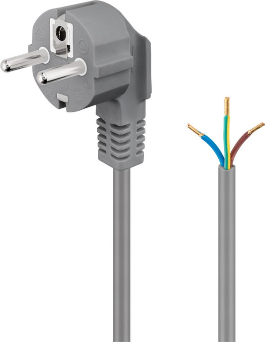 Protective contact cable angled for assembly, 1.5 m, gray