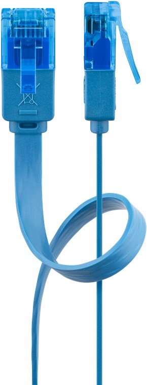 CAT 6A flat patch cable, U/UTP, blue