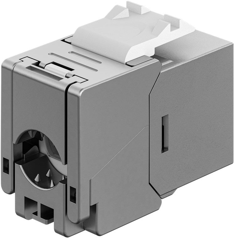 Keystone-Modul RJ45 CAT 6A, STP, Slim & Short, Erdungsklemme