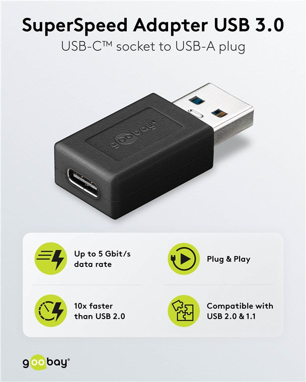 USB-Adapter USB-A auf USB-C™, schwarz