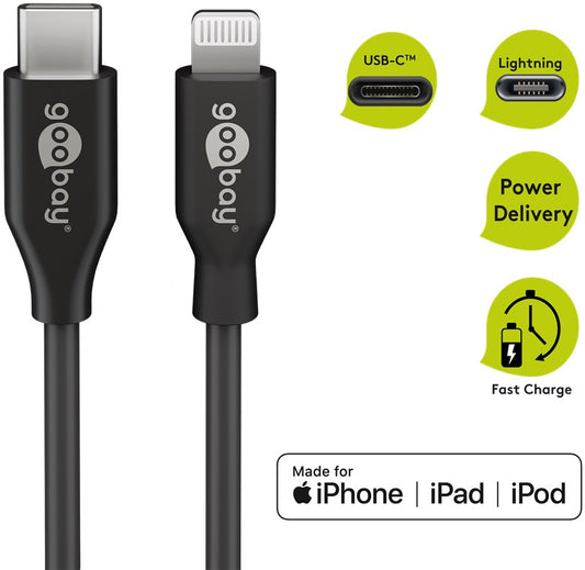 Lightning USB-C™ Lade- und Synchronisationskabel, 2 m, schwarz