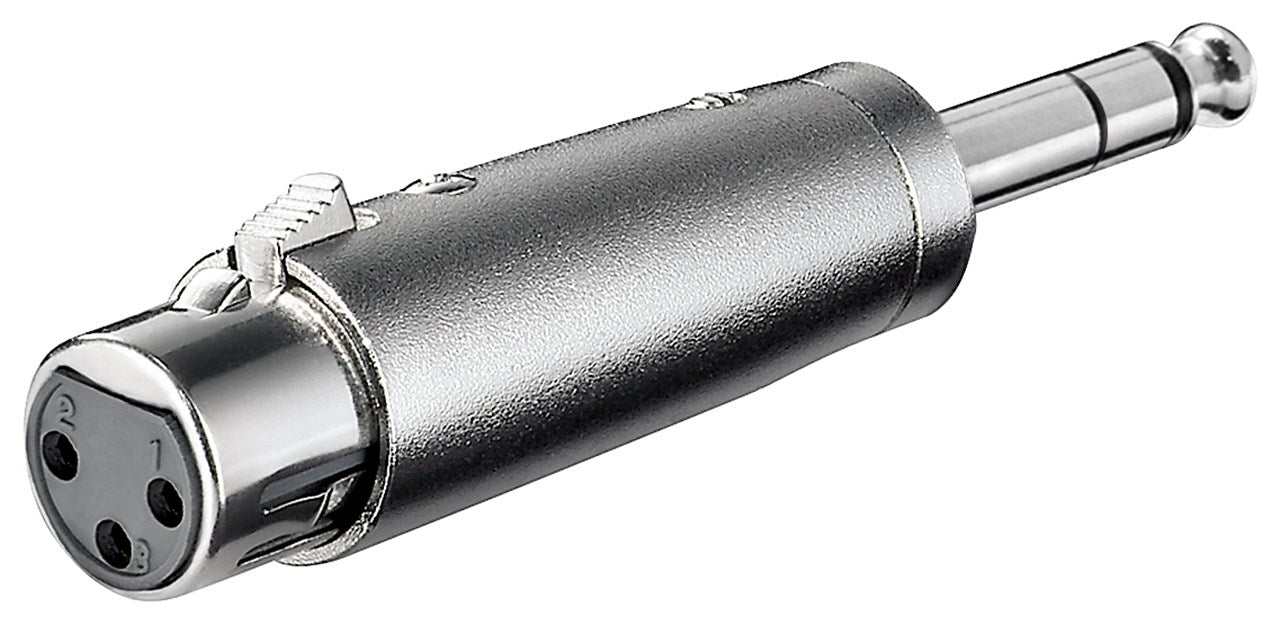 XLR adapter, AUX jack 6.35 mm, stereo plug to XLR socket