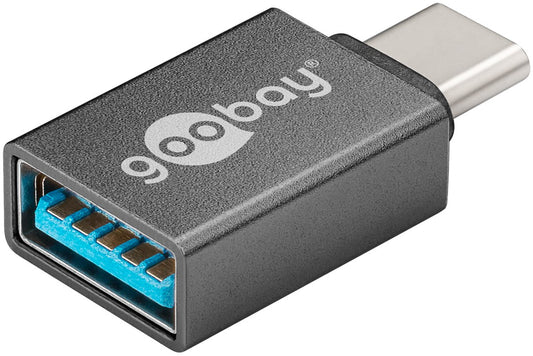 USB-C™/USB-A 3.0 OTG SuperSpeed adapter for charging cable, gray