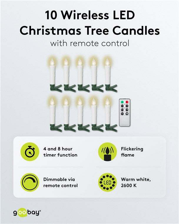 10 kabellose LED-Weihnachtsbaumkerzen