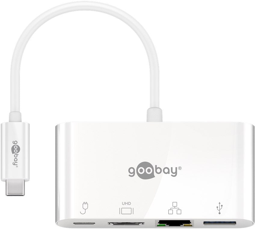 USB-C™ multiport adapter with HDMI™ and Ethernet, PD, white