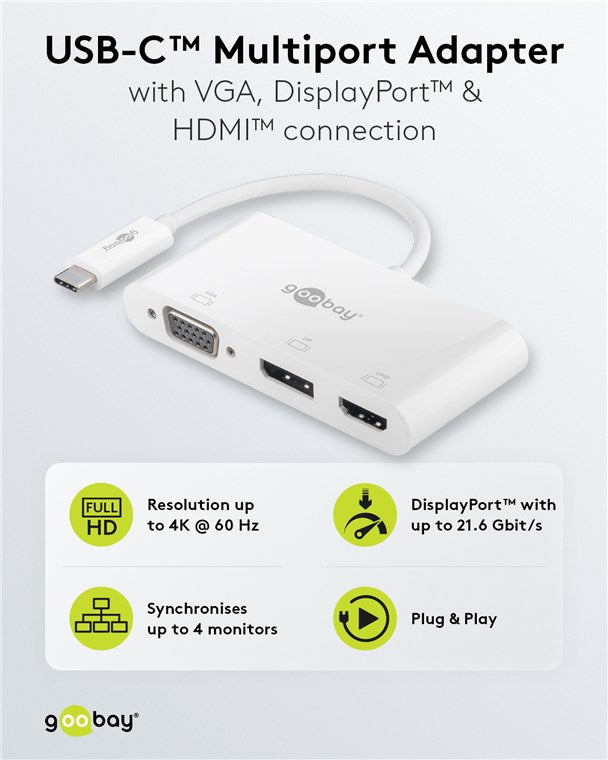 USB-C™ Multiport-Adapter auf VGA, DisplayPort™, HDMI™
