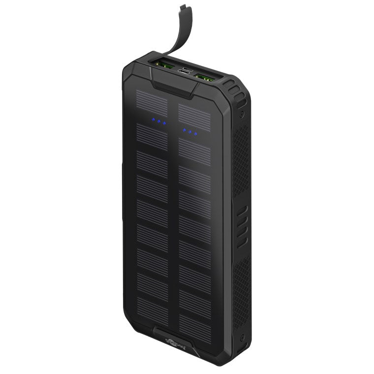 Outdoor fast charging power bank with solar 20,000 mAh (USB-C™ PD, QC 3.0)