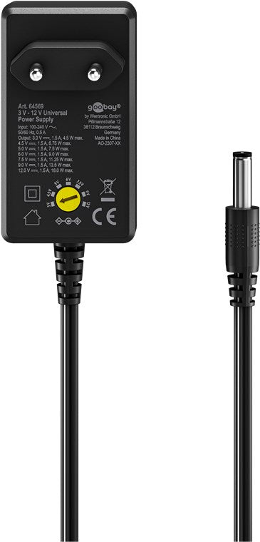 Universal-Netzteil (5 V - 15 V, max. 36 W / 2,4 A)