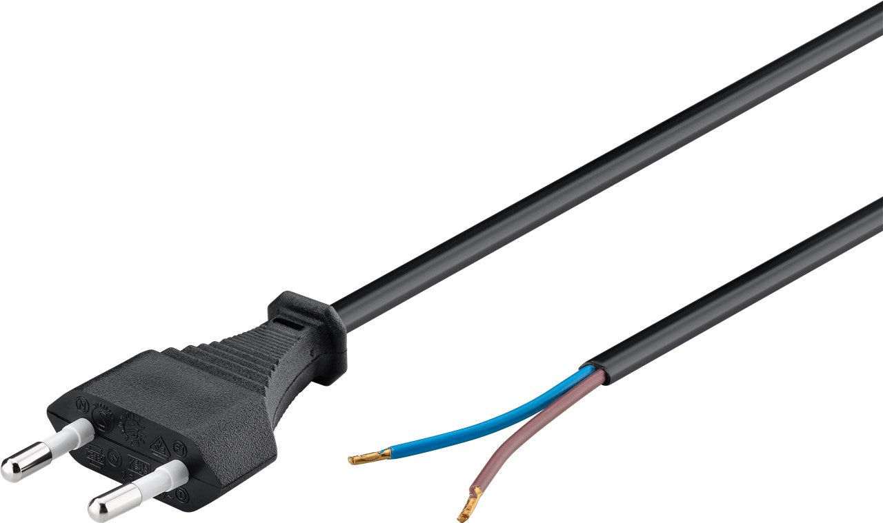 Kabel mit Eurostecker zum Konfektionieren, 1,5 m, Schwarz, (2*0,75 mm²)