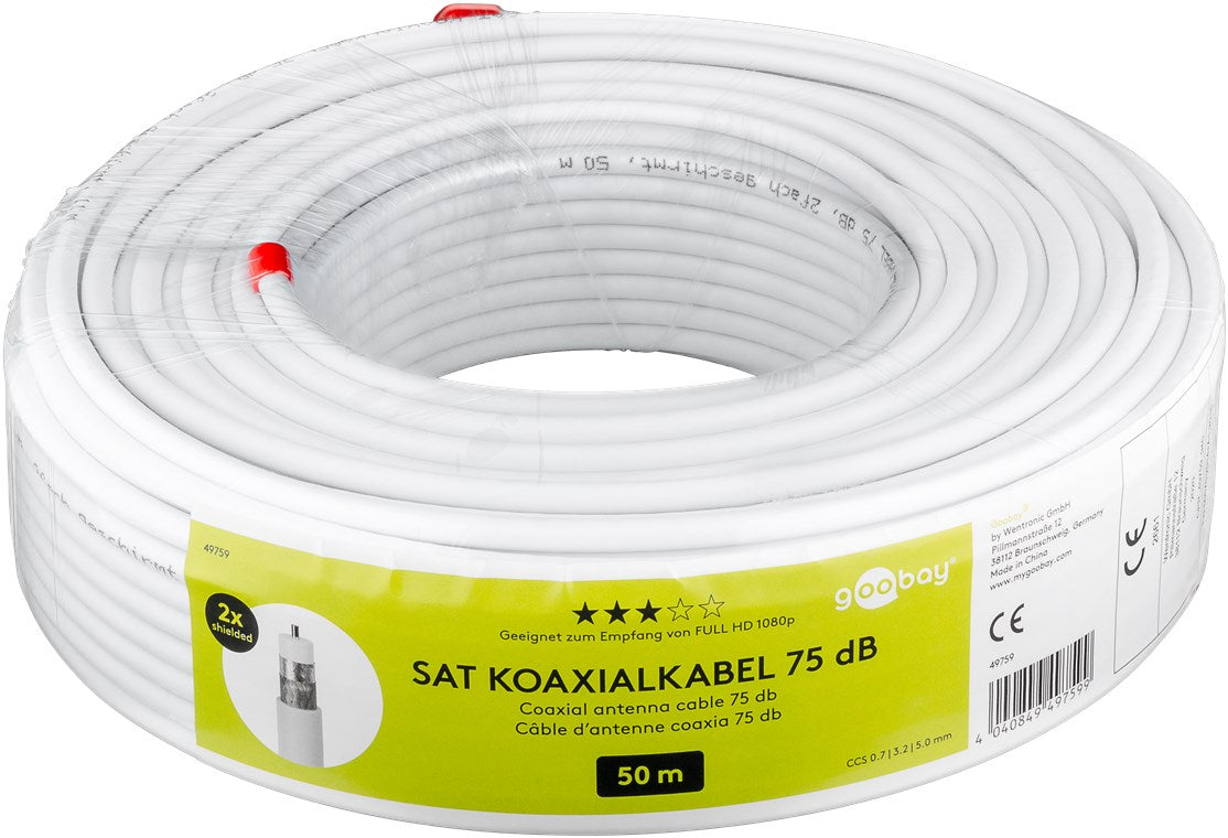 75 dB SAT coaxial cable, double shielded