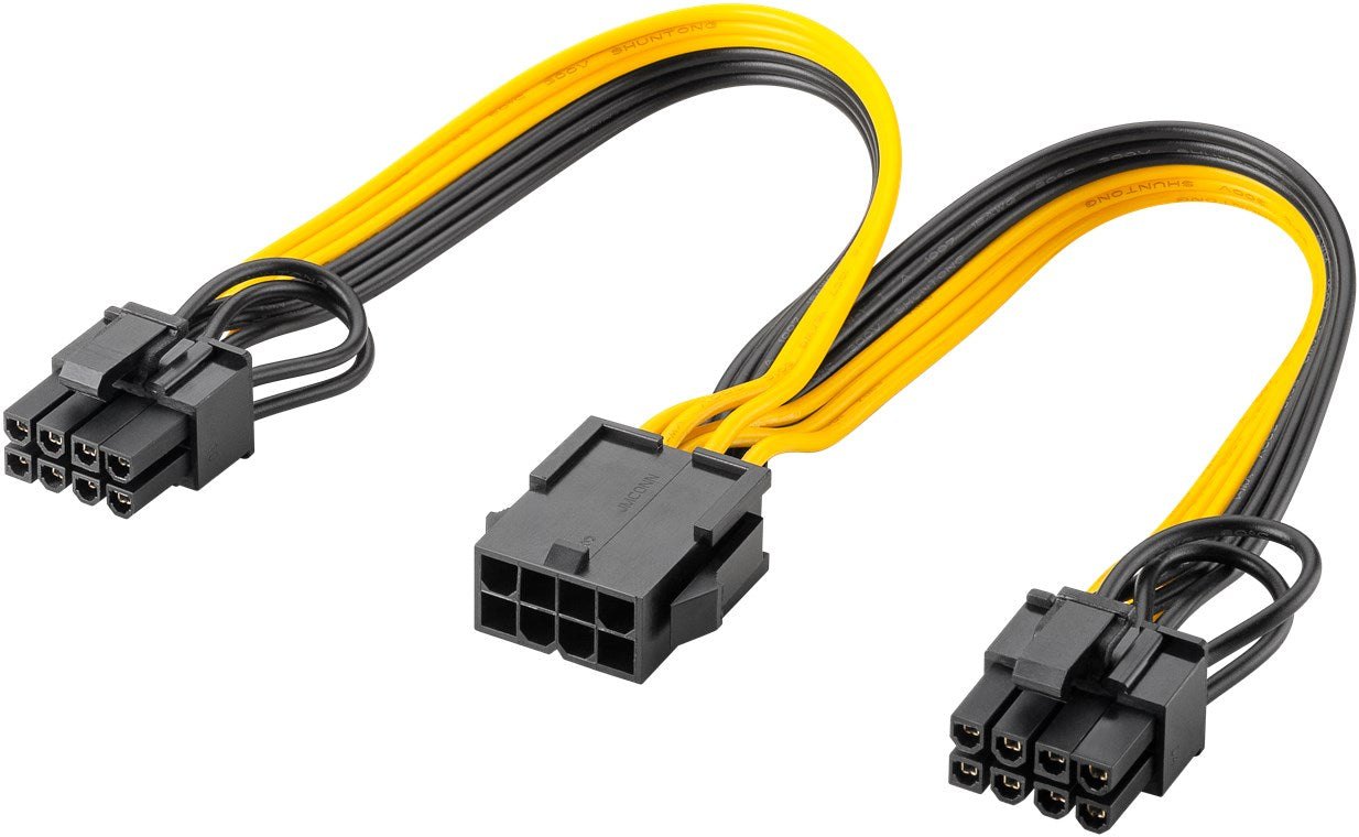 Power supply cable 8-pin female to dual 6+2 male for PCIe