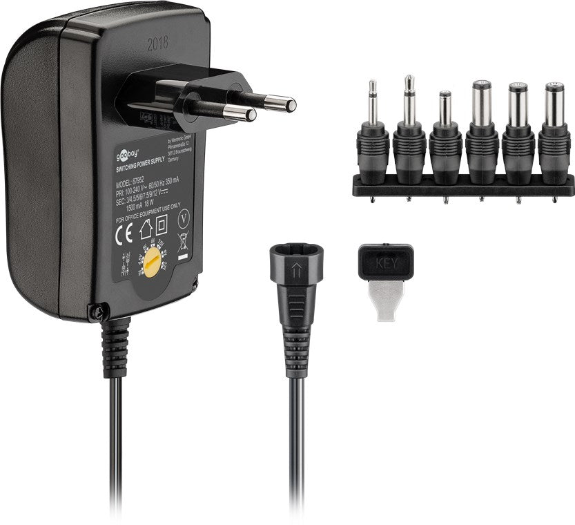 Universal power supply (3V - 12V max. 18W / 1.5A)12;3;4.5;5;7.5;6;9