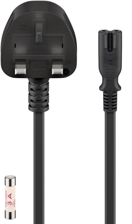 UK-Netzanschlusskabel, 1,8 m, Schwarz, (2*0,75 mm²)