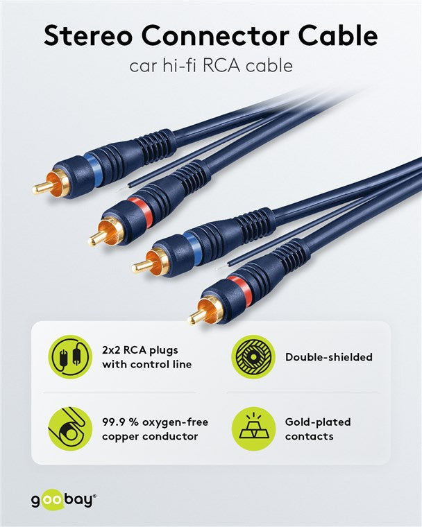 Car Hi-Fi Stereo-Verbindungskabel Cinch, zweifach geschirmt