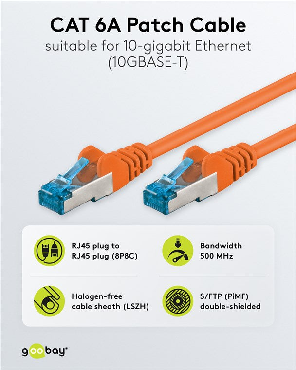CAT 6A Patchkabel, S/FTP (PiMF), orange