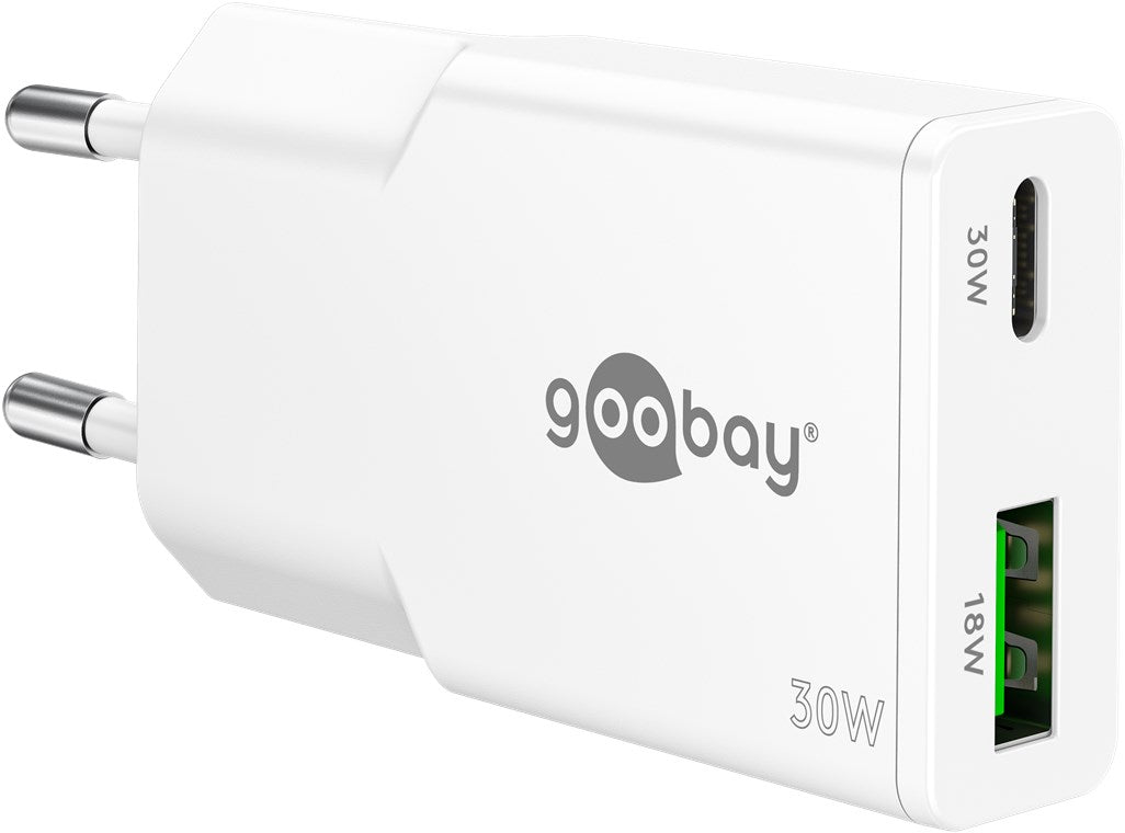 USB-C™ PD GaN Dual-Schnellladegerät Slim (30 W) weiß
