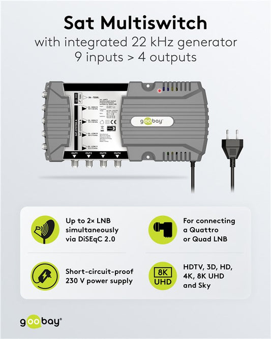 Satellite multiswitch 9 inputs/4 outputs