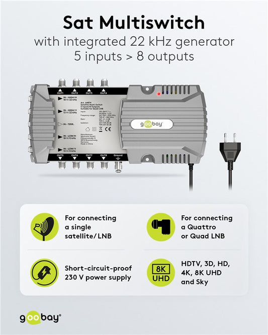 Satellite multiswitch 5 inputs/8 outputs