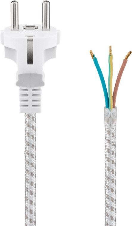 Montaj için ısıya dayanıklı koruyucu kontak kablosu, 3 m, beyaz-gümüş