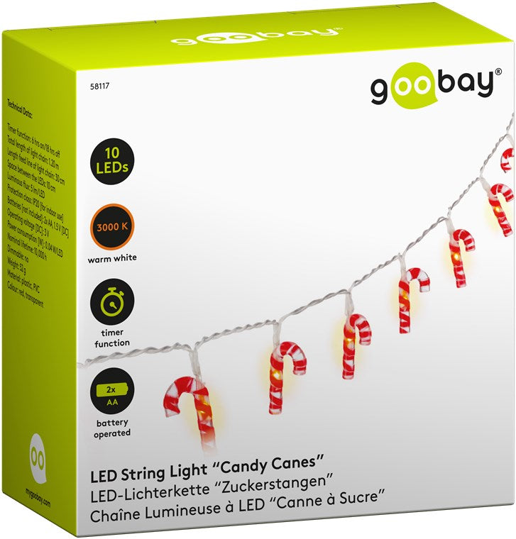 10 LED light chain "candy canes"