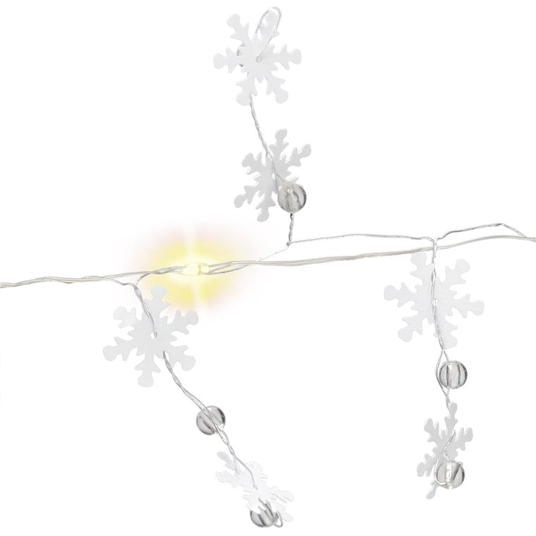 10 LED silver wire fairy lights "Snowflakes"