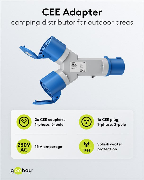CEE-Y-Adapter, CEE-Stecker auf 2x CEE-Kupplung