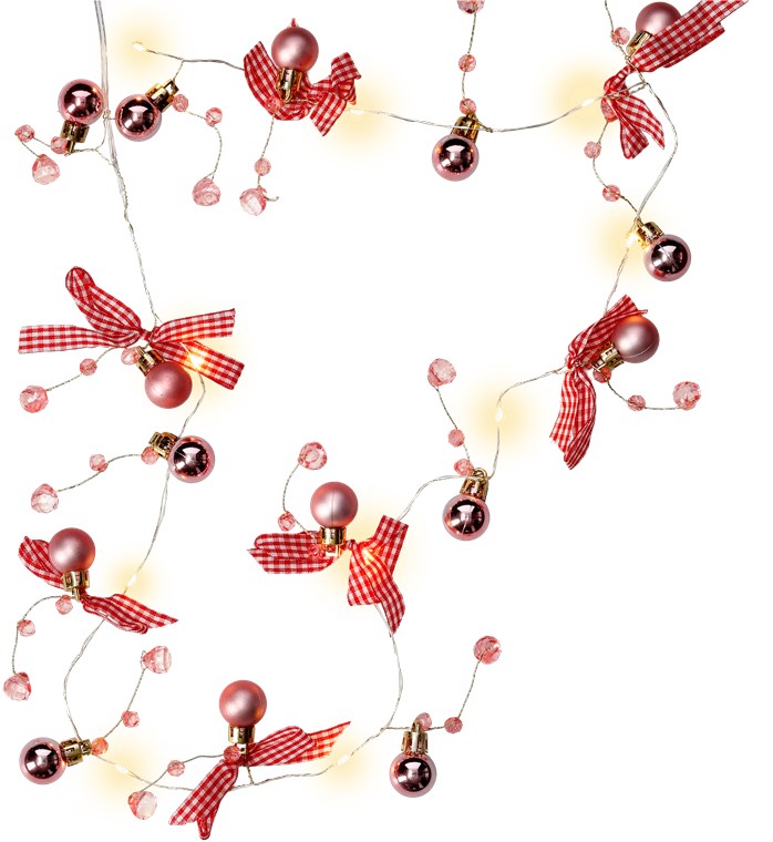 10 LED silver wire fairy lights "Balls & Bows"