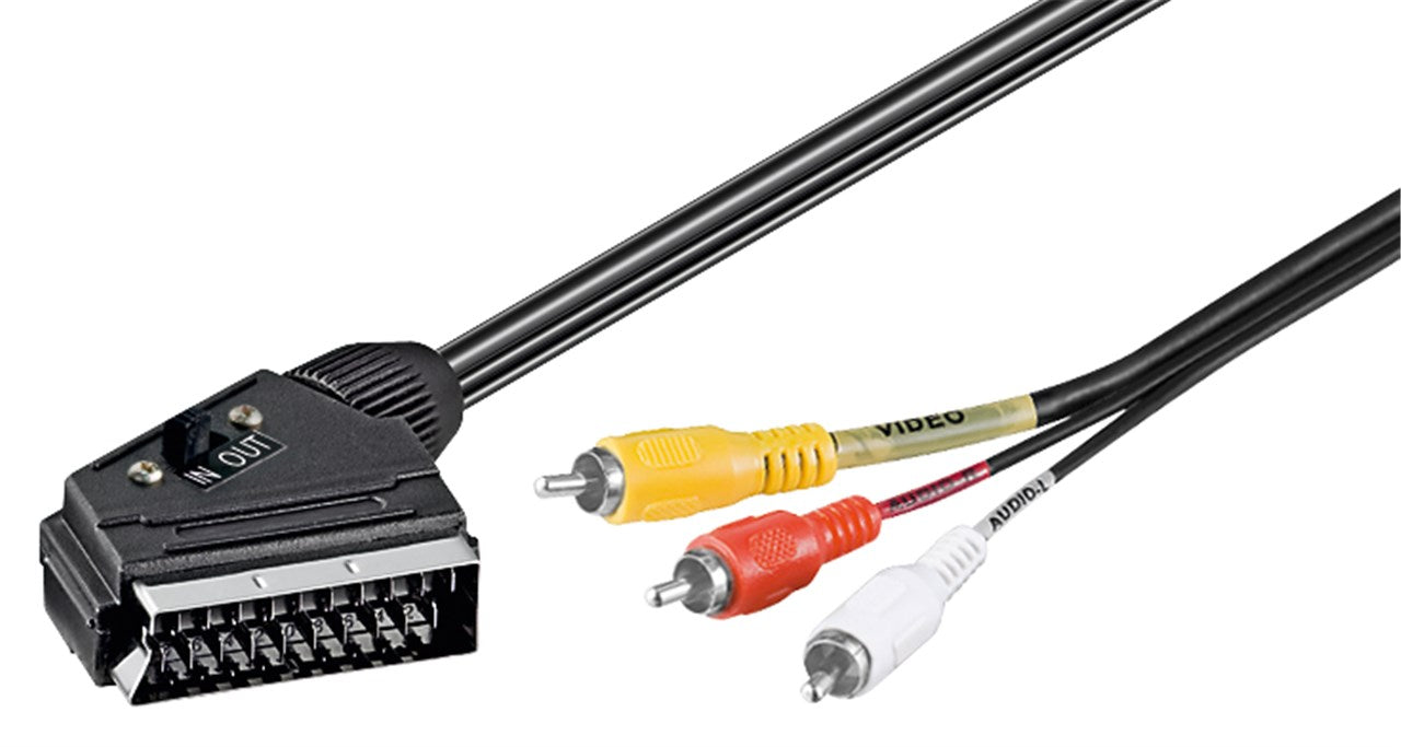 Adapter cable, Scart to Composite Audio Video, IN/OUT