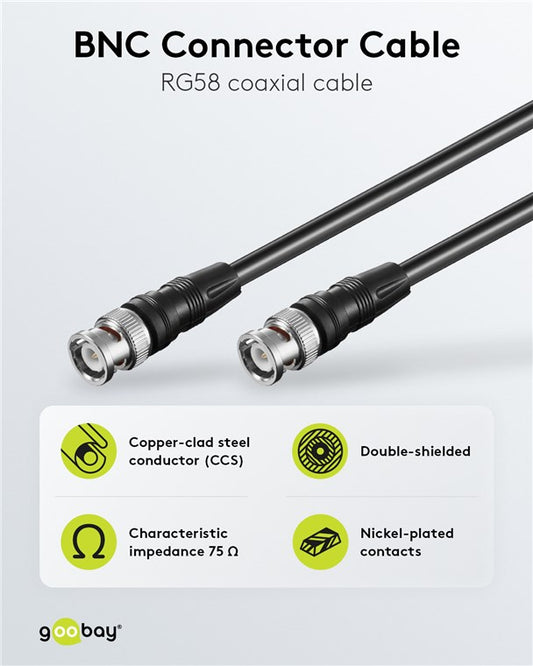 Video connection cable BNC (RG59), double shielded