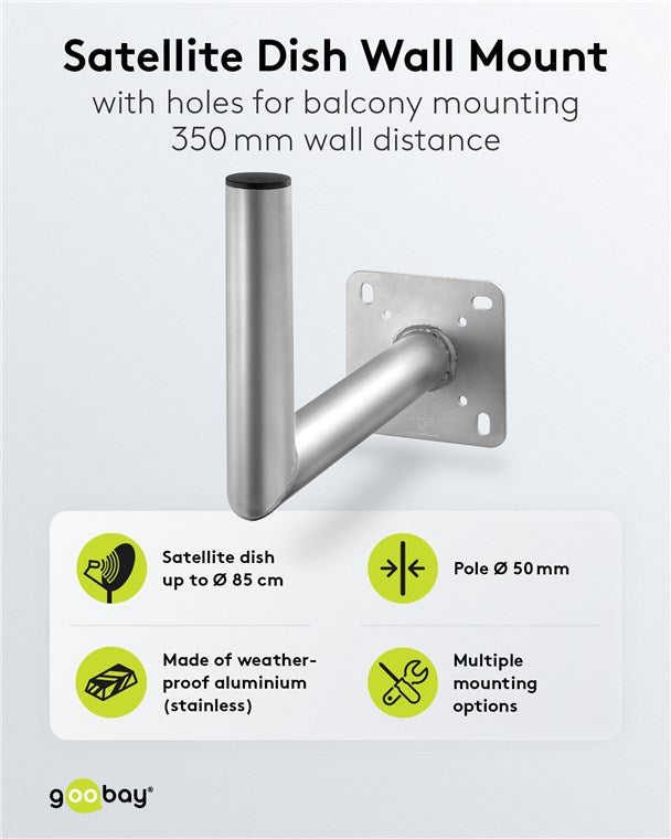 Aluminium Sat-Schüssel-Wandhalterung, 350 mm Wandabstand