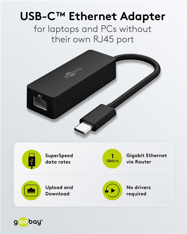 USB-C™-Ethernet-Adapter, schwarz