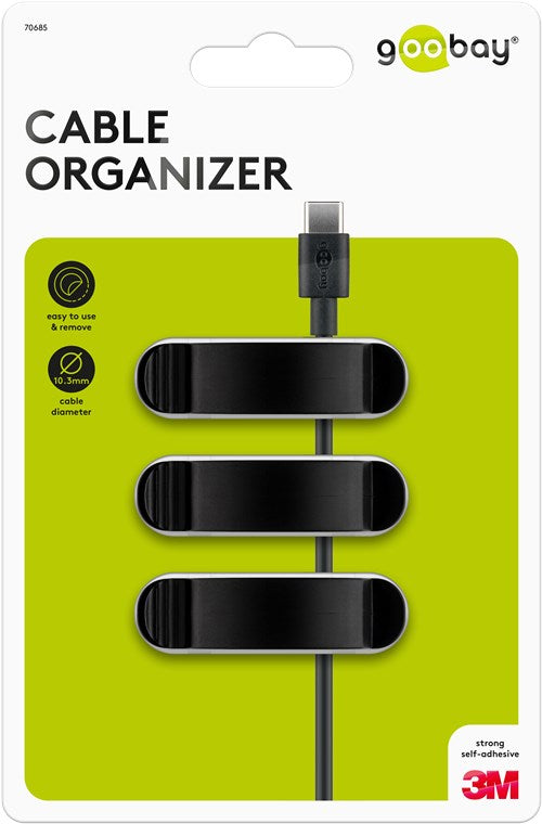 Cable management clip 3-slots, black