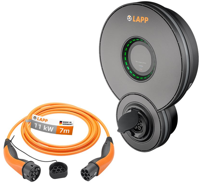 Wallbox Home Pro value set with type 2 charging cable, up to 11 kW, 7 m, black, orange