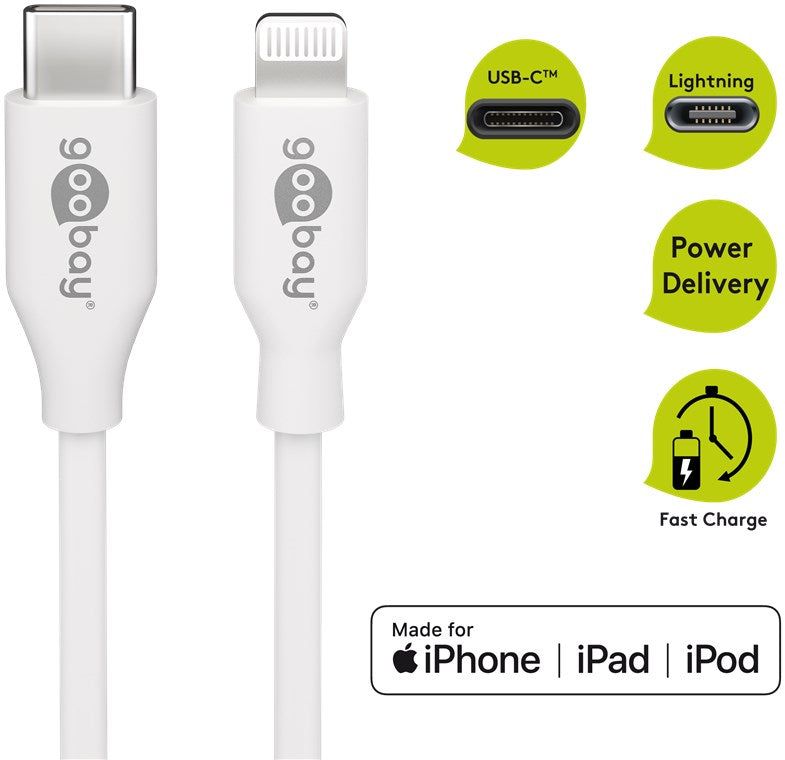 Lightning USB-C™ Lade- und Synchronisationskabel, 1 m, weiß
