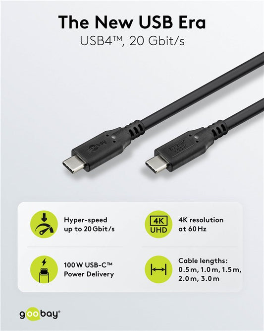 USB-C™-Kabel, USB4™, 2 m, schwarz