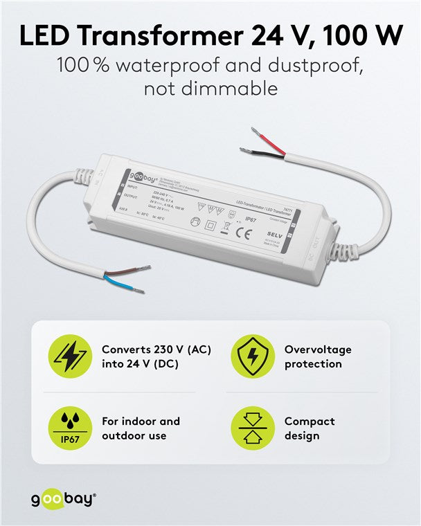 LED-Trafo 24 V (DC), 100 W, IP67