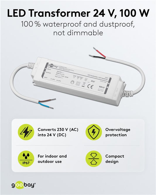 LED-Trafo 24 V (DC), 100 W, IP67