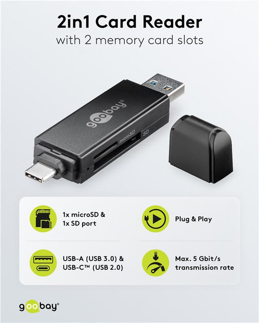 USB 3.0, USB-C™ 2'si 1 arada kart okuyucu